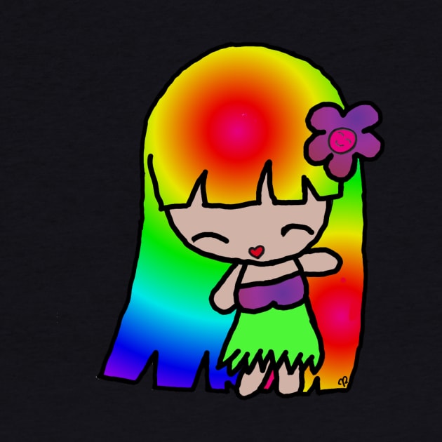 Kawaii Rainbow Hula Girl by Crazytrain77